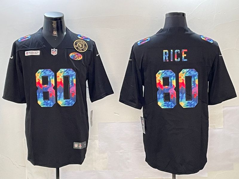 Men San Francisco 49ers #80 Rice Black Rainbow 2024 Nike Limited NFL Jersey style 4->san francisco 49ers->NFL Jersey
